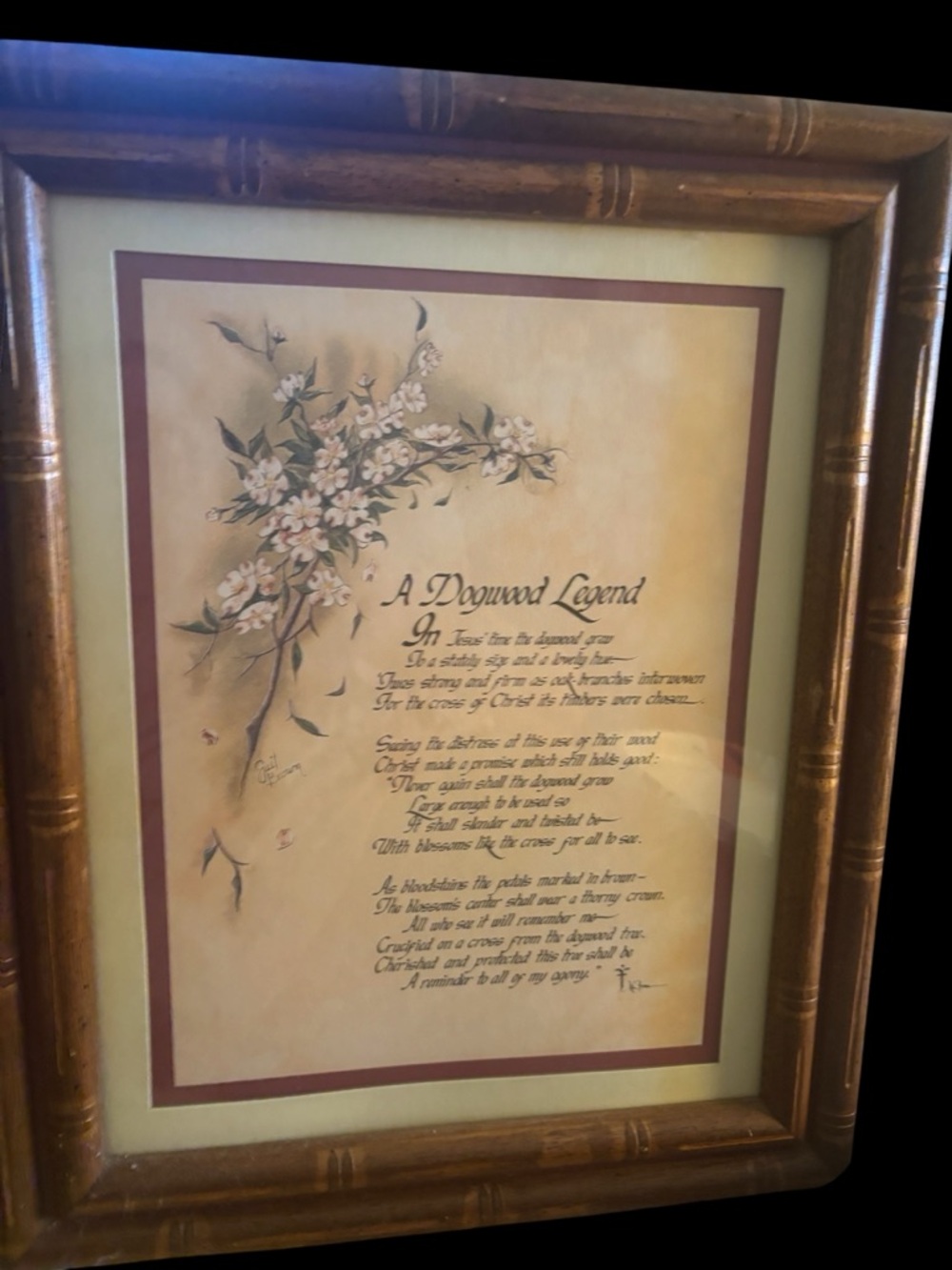 Home Interiors Dogwood Legend Floral Wall Art in Brown and Cream